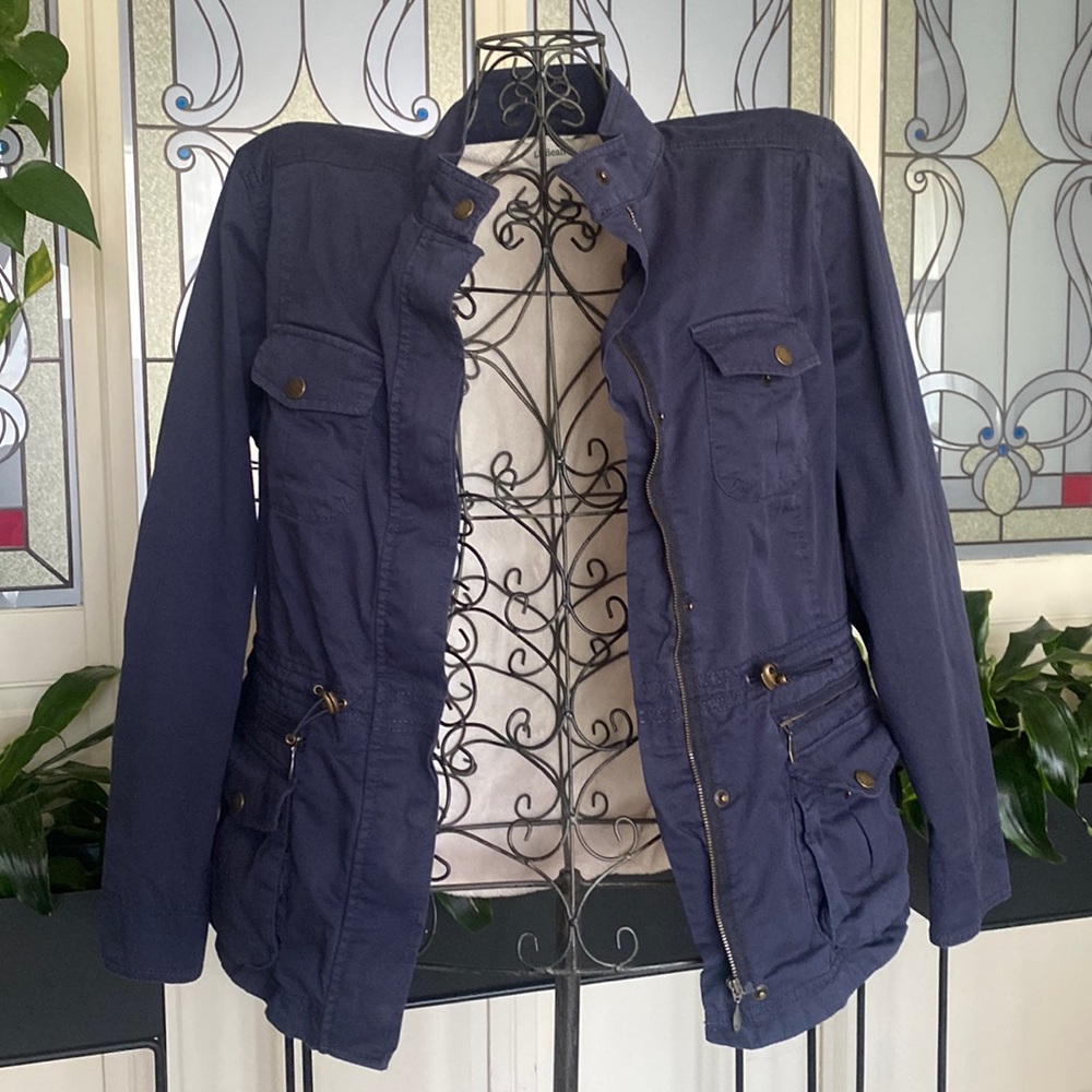 L.L. Bean size Med Petite lined coat-navy blue